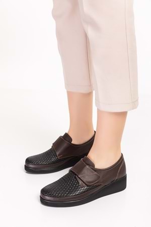 Gondol Hakiki Deri Strech Ortopedik Ayakkabı esp.750 - Kahverengi - 41