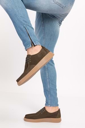 Gondol Hakiki Deri Erkek Loafer Ayakkabı src.810 - Haki Nubuk - 41