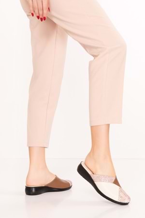 Gondol Hakiki Deri Ev Terliği özl.450 - Kahve Kombin - 36