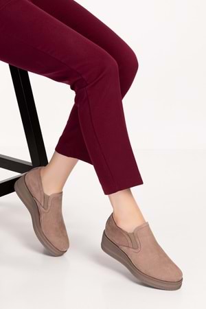 Gondol Kadın Hakiki Deri Anatomik Taban Günlük Ayakkabı ell.6294 - Vizon - 40