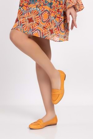 Gondol Kadın Hakiki Deri Loafer Babet Anl.6184 - Hardal - 38