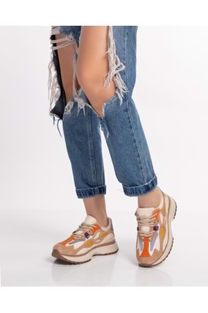 Gondol Sneakers Renkli Günlük Spor Ayakkabı mrs.6633 - Bej - 36
