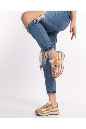 Gondol Sneakers Renkli Günlük Spor Ayakkabı mrs.6633 - Bej - 36
