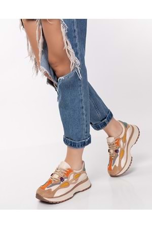 Gondol Sneakers Renkli Günlük Spor Ayakkabı mrs.6633 - Bej - 36