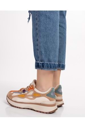 Gondol Sneakers Renkli Günlük Spor Ayakkabı mrs.6633 - Bej - 36