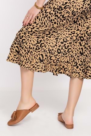 Gondol Kadın İçi Dışı Hakiki Deri Loafer Terlik anl.e02 - Taba - 36