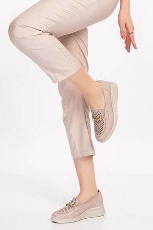 Gondol Hakiki Deri Anatomik Taban Toka Detaylı Rahat Ayakkabı ndr.106 - Buz Gri - 41