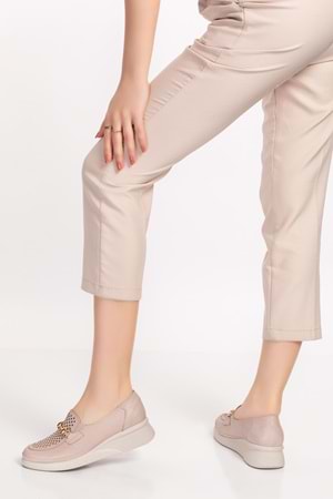 Gondol Hakiki Deri Anatomik Taban Toka Detaylı Rahat Ayakkabı ndr.106 - Buz Gri - 41