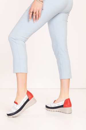 Gondol Kadın Hakiki Deri Anatomik Taban Dolgu Topuklu Lazer Delikli Ayakkabı pyt.6206 - Tommy - 37