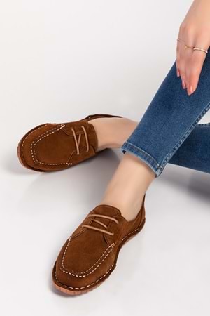 Gondol Hakiki Deri Esnek Hafif Loafer Ayakkabı esl.602 - Taba - 40