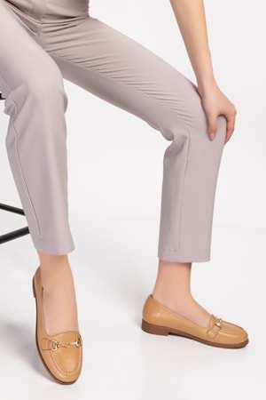 Gondol Hakiki Deri Kadın Günlük Loafer vdt.851 - Nut - 36