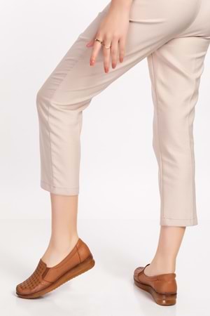 Gondol Kadın Hakiki Deri Anatomik Taban Lazer Delikli Günlük Ayakkabı Pyt.1208 - Taba - 36