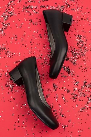 Gondol Kadın Hakiki Deri Rahat Topuklu Hostes Ayakkabı şhn.0242 - Siyah - 34