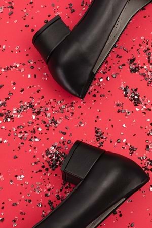 Gondol Kadın Hakiki Deri Rahat Topuklu Hostes Ayakkabı şhn.0242 - Siyah - 34