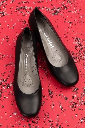 Gondol Kadın Hakiki Deri Rahat Topuklu Hostes Ayakkabı şhn.0242 - Siyah - 34