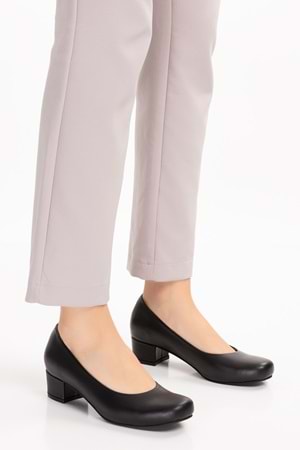 Gondol Kadın Hakiki Deri Rahat Topuklu Hostes Ayakkabı şhn.0242 - Siyah - 34