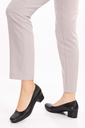 Gondol Kadın Hakiki Deri Rahat Topuklu Hostes Ayakkabı şhn.0242 - Siyah - 34