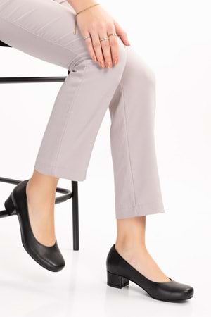 Gondol Kadın Hakiki Deri Rahat Topuklu Hostes Ayakkabı şhn.0242 - Siyah - 34