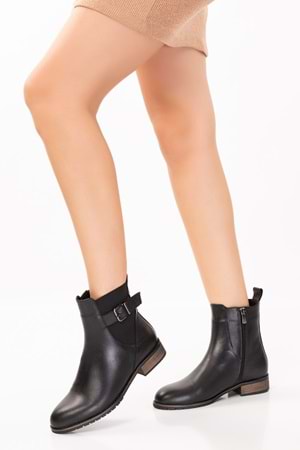 Gondol Kadın Hakiki Deri Günlük Klasik Bot anl.2726 - Siyah - 39