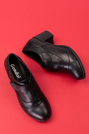 Gondol Kadın Hakiki Deri Rahat Topuklu Ayakkabı anl.7092 - Siyah - 39