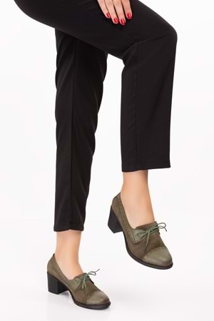 Gondol Kadın Hakiki Deri Rahat Topuklu Ayakkabı anl.7078 - Haki - 40