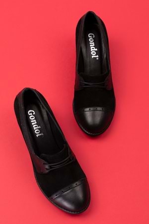 Gondol Kadın Hakiki Deri Rahat Topuklu Ayakkabı anl.7078 - Siyah - 36