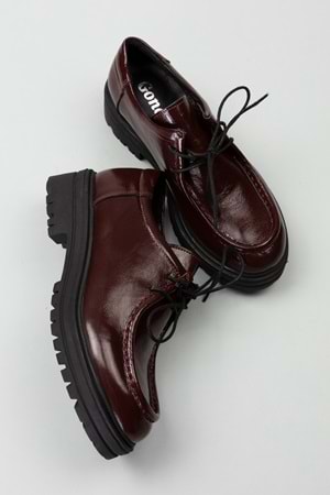 Gondol Hakiki Deri Kalın Taban Hafif Oxford Ayakkabı anl.2420 - Bordo Rugan - 38