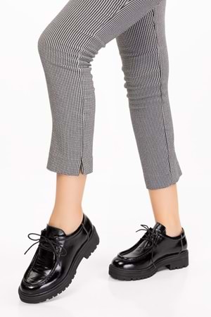 Gondol Hakiki Deri Kalın Taban Hafif Oxford Ayakkabı anl.2420 - siyah rugan - 41