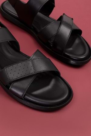 Gondol Erkek Hakiki Deri Günlük Klasik Sandalet esm.434 - Siyah - 40