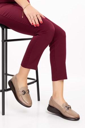 Gondol Hakiki Deri Anatomik Taban Rahat Ayakkabı elnr.5831 - Vizon - 37