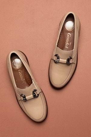 Gondol Hakiki Deri Anatomik Taban Rahat Ayakkabı elnr.5831 - Vizon - 37