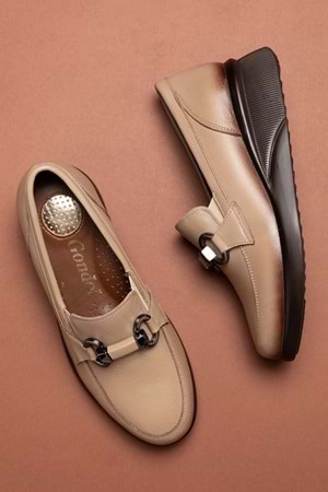 Gondol Hakiki Deri Anatomik Taban Rahat Ayakkabı elnr.5831 - Vizon - 37