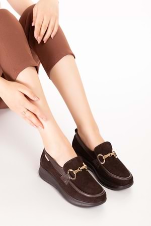 Gondol Hakiki Deri Anatomik Taban Rahat Ayakkabı elnr.5831 - Kahverengi - 38