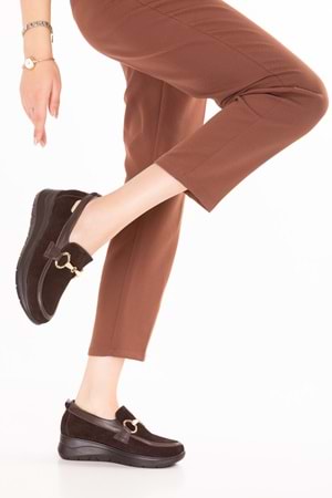 Gondol Hakiki Deri Anatomik Taban Rahat Ayakkabı elnr.5831 - Kahverengi - 39