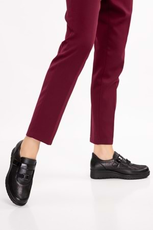 Gondol Hakiki Deri Anatomik Taban Rahat Lastik Bağcıklı Ayakkabı elnr.5805 - Siyah - 36