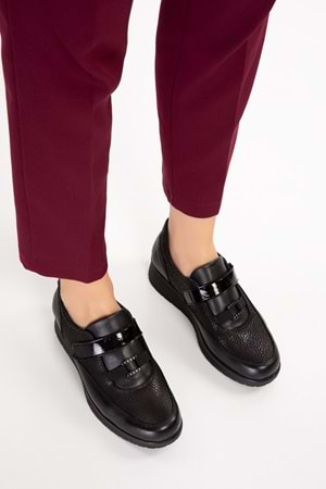 Gondol Hakiki Deri Anatomik Taban Rahat Lastik Bağcıklı Ayakkabı elnr.5805 - Siyah - 36