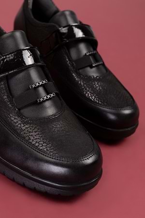 Gondol Hakiki Deri Anatomik Taban Rahat Lastik Bağcıklı Ayakkabı elnr.5805 - Siyah - 36