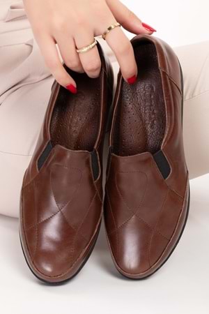 Gondol Kadın Hakiki Deri Anatomik Yumuşak Taban Günlük Ayakkabı pyt.1213 - Kahverengi - 41