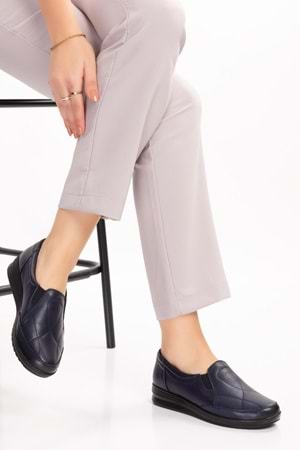 Gondol Kadın Hakiki Deri Anatomik Yumuşak Taban Günlük Ayakkabı pyt.1213 - Lacivert - 37