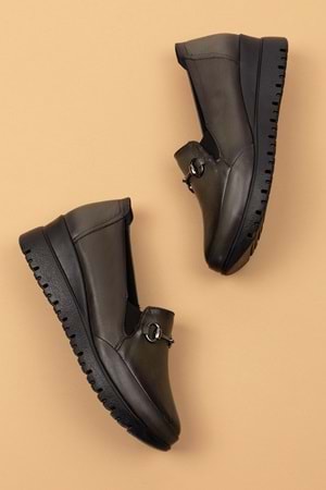 Gondol Kadın Hakiki Deri Anatomik Taban Tokalı Casual Ayakkabı pyt.6210 - Haki - 36