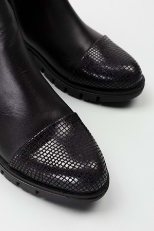 Gondol Kadın Hakiki Deri Petek Detaylı Bot elnr.1450 - Siyah - 40