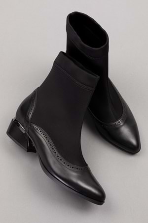 Gondol Kadın Hakiki Deri Kısa Topuklu Üst Streçli Bot Ast.229 - Siyah - 35