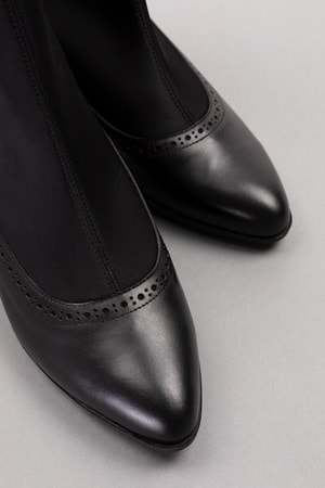 Gondol Kadın Hakiki Deri Kısa Topuklu Üst Streçli Bot Ast.229 - Siyah - 35