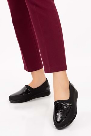 Gondol Hakiki Deri Yanları Strecli Günlük Ayakkabı vdt.195 - Siyah - 41