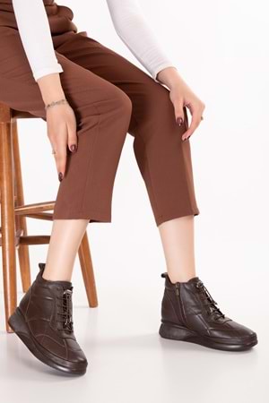 Gondol Kadın Hakiki Deri Hafif Günlük Spor Bot ndr.5515 - Kahverengi - 36