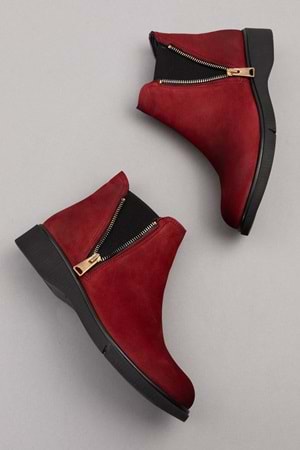 Gondol Hakiki Deri Nubuk Fermuarlı Günlük Bot esfa.3539 - Bordo - 36