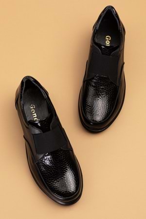 Gondol Hakiki Deri Anatomik Taban Lastikli Kolay Giyim Ayakkabı ert.5055 - Siyah - 40