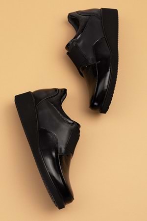 Gondol Hakiki Deri Anatomik Taban Lastikli Kolay Giyim Ayakkabı ert.5055 - Siyah - 40