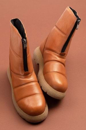 Gondol Hakiki Deri Günlük Şık Kaymaz Taban Bot tre.5070 - Taba - 36