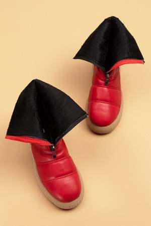 Gondol Hakiki Deri Günlük Şık Kaymaz Taban Bot tre.5070 - kırmızı - 40